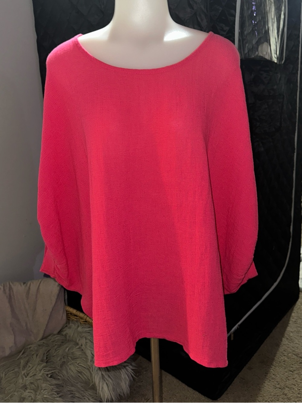 Relaxed Boatneck Tunic in Vibrant Hot Pink
